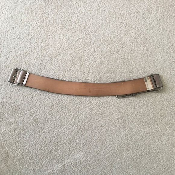 WCM New York Solid Brass Buckle Grommets Metallic Leather Wide Belt L Boho Punk - Picture 8 of 16